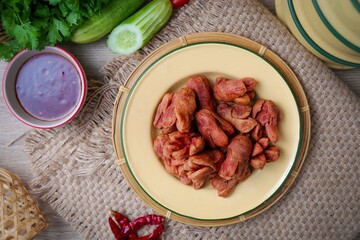 Deep fried, fried sausage, food, meat, meal, red, cuisine, plate, gourmet, dinner, dish, lunch, snack, delicious,eat,homemade, cooking