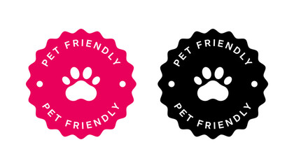 Pet friendly round pink vector stamps