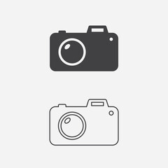 Camera Icon Set for Photography Silhouette and Outline