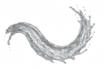 Clear water splashing and forming an elegant arc against a transparent background, perfect for enhancing designs related to purity, refreshment, or liquids