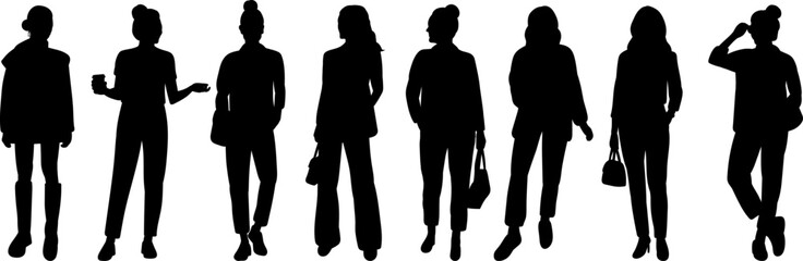 silhouette set of woman, vector