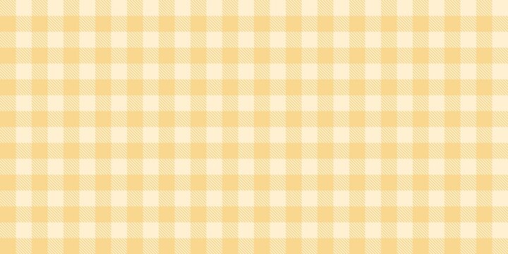 Yellow gingham checkered pattern background. Seamless pastel yellow plaid design. Soft and sweet vintage aesthetic. Yellow white gingham check tablecloth picnic style traditional.