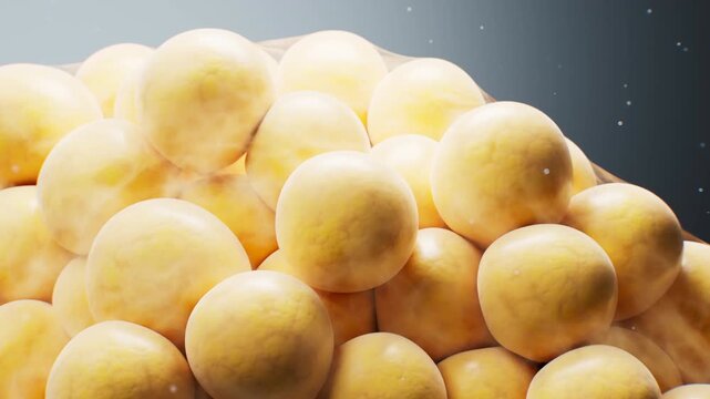 Biomedical microscopic fat cells structure, 3d rendering.