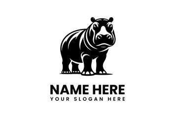 Bold Silhouette of a Majestic Hippopotamus.