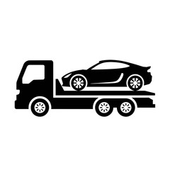 Fototapeta premium Tow Truck Transportation: A bold illustration of a tow truck with a sleek sports car secured on its flatbed, embodying themes of roadside assistance and vehicle recovery.