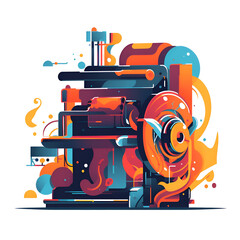 Abstract Industrial Machine. A Vibrant Exploration of Technology and Manufacturing
