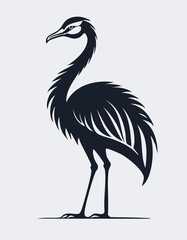 Obraz premium Ostrich Bird Vector Logo in Minimalist Black and White, Simple Design Ideal for Wildlife Branding and Nature Illustration 