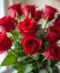 Fototapeta premium red roses on white background