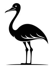 Obraz premium Ostrich Bird Aves Animal Vector Logo in Black and White, Minimalist and Simple Design, Perfect for Wildlife Branding, Nature Illustration, and Unique Animal Identity 