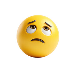 A 3D egg shaped emoticon with a weary expression looking downward