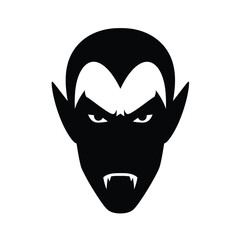 Vampire face silhouette with sharp fangs and pointed ears
