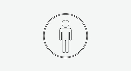 Vector illustration of simple stick figure person inside a circle