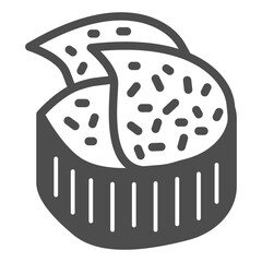 Sushi roll with ginger solid icon, japanese food concept. Vector graphics. Seafood sushi, seafood sign on white background, glyph style icon for mobile or web design.