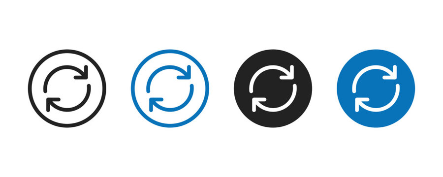 Repeat reload arrow icon set. Refresh reload sync icon sign. Synchronization icon set. Data sync icon