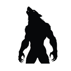 Silhouette werewolf howling black icon vector