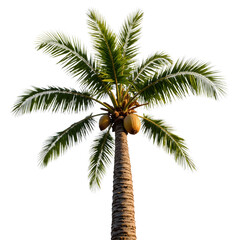 Fototapeta premium Isolated Palm Tree with Coconuts: Tropical Relaxation and Paradise