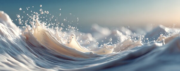 Creamy waves of liquid with bursts of foam