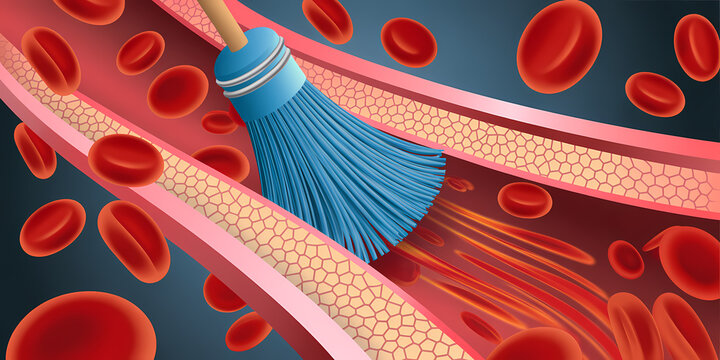 Artery Cleared of Plaque Illustration | Heart Health and Cholesterol Concept | Blood Flow Restoration Medical Graphic