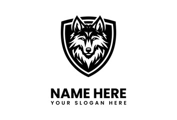 Powerful Wolf Head Emblem in a Shield Design.