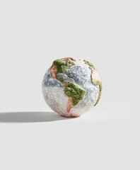 Unique decorative globe made of textured materials showcasing Earth’s continents and oceans