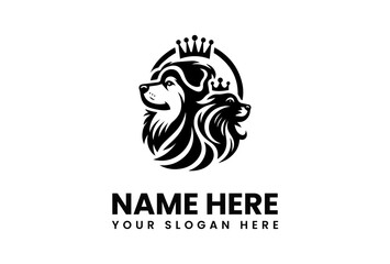 Royal Dog Profile Logo Design with Crown.