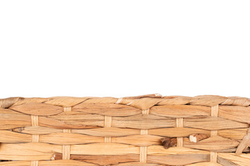 brown color woven textured isolated on white background. basket made of willow twigs or garden furniture. Weave texture or weave pattern