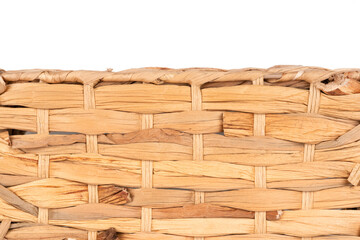 brown color woven textured isolated on white background. basket made of willow twigs or garden furniture. Weave texture or weave pattern
