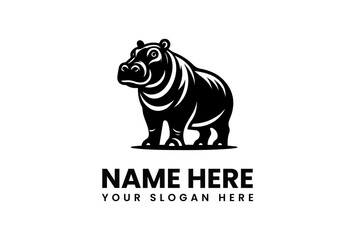 Silhouetted Hippopotamus Logo Design with Intricate Detail.