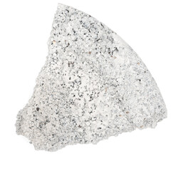 piece of cement isolated on white background close up. chipped concrete piece