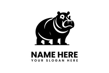 Stylized Black Hippopotamus Logo with Rounded Features and Simplified Design.