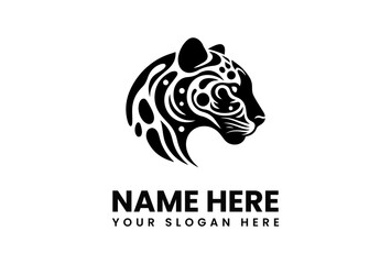 Stylized Black Jaguar Head Profile with Intricate Swirl and Dot Pattern.