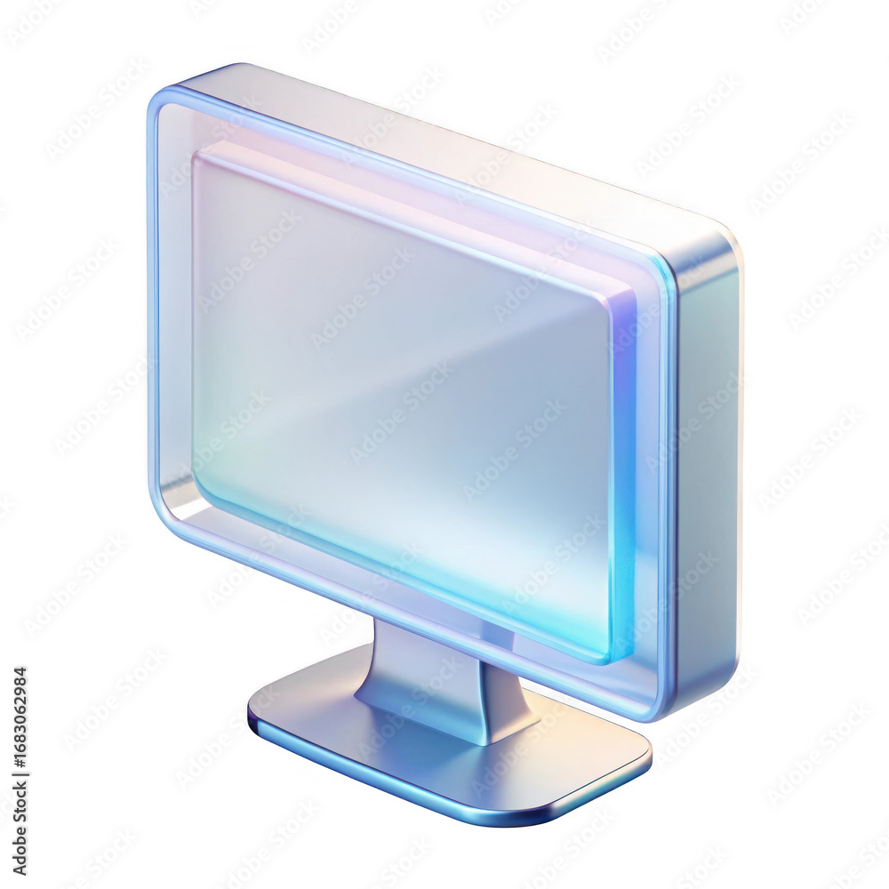 Wall mural 3d transparent computer monitor isolated on transparent background