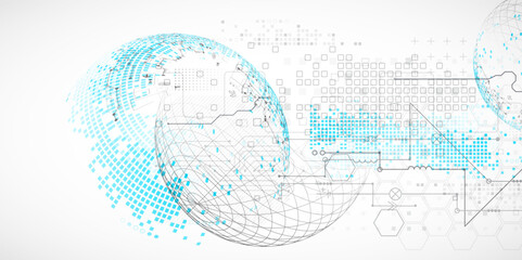Fototapeta na wymiar Science and technology background using hexagon and sphere shapes. Vector.