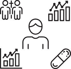 Medical Research and Healthcare Analytics Icon Set