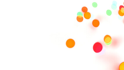 Colorful shiny glowing bokeh light overlay effect on transparent background design element