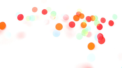 Colorful shiny glowing bokeh light overlay effect on transparent background design element