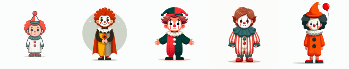 vector of a children wearing a scary clown halloween costume