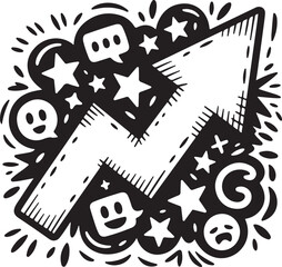 Grunge Smiley Face and Arrow Icon Set