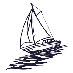 Vector art of elegant sailboat gracefully sailing on the water, showcasing the beauty of maritime adventures and the thrill of sailing, capturing the essence of freedom and exploration