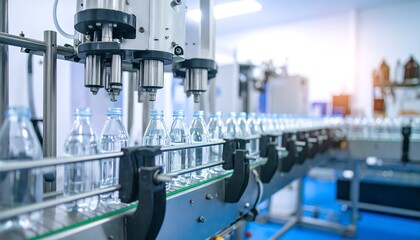 Industrial bottling line with plastic bottles