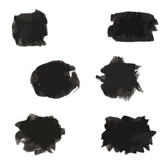 墨のブラシストロークセット｜和風の四角形と不規則なインクテクスチャ背景素材