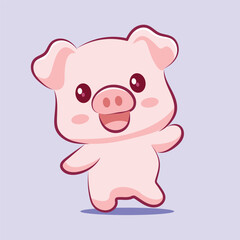 Fototapeta premium Happy cute Piglet Adorable Farm Animal Clipart