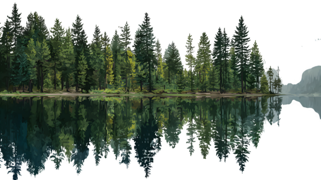 Forest Reflection, isolated on transparent background