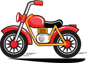 Retro motorbike cartoon vector illustration featuring a vintage motorcycle in playful style. Perfect for posters, t-shirts, stickers, logos, and creative design projects