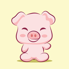 Fototapeta premium Charming Pink Pig Character Set Cute Farm Animal Mascot