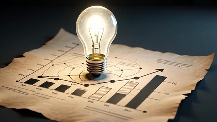 Bright Idea Illuminates Business Growth Chart in Dynamic Video Frame - Powered by Adobe