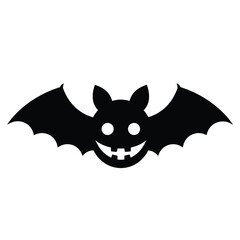 Black bat with happy face and wings silhouette