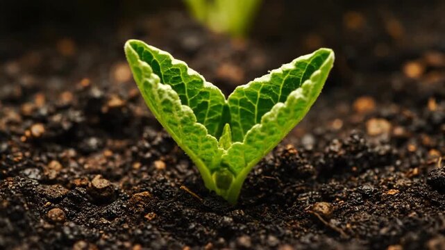 Time lapse of a seedling growing in soil