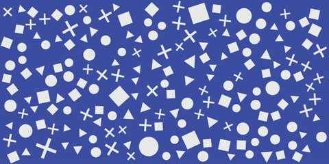 Background design with game console symbol pattern. Icons triangle, circle, cross and square. Game controller