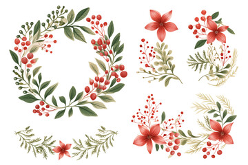 Fototapeta premium Flower wreaths on a transparent background
